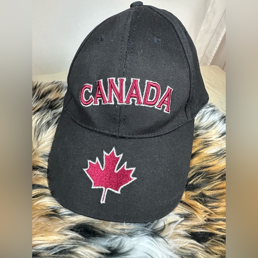 Black Canada Baseball Cap with Red Maple Leaf